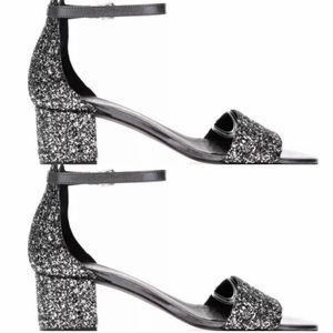 Free People Silver Glitter Heels